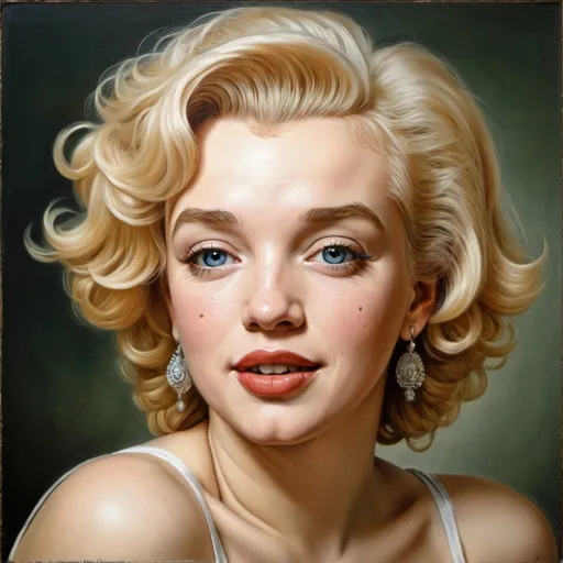 Prompt: (portrait of the young Marilyn Monroe) by Albrecht Dürer, oil painting on canvas, full colour, high quality, detailed