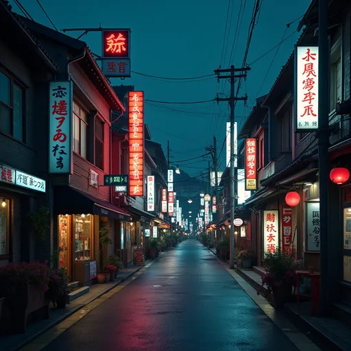 Prompt: a retro japanese city at night