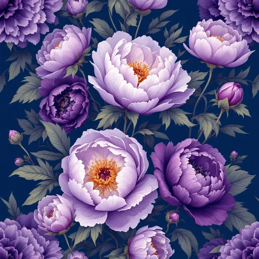 Prompt: Peonies royalty purple indigo