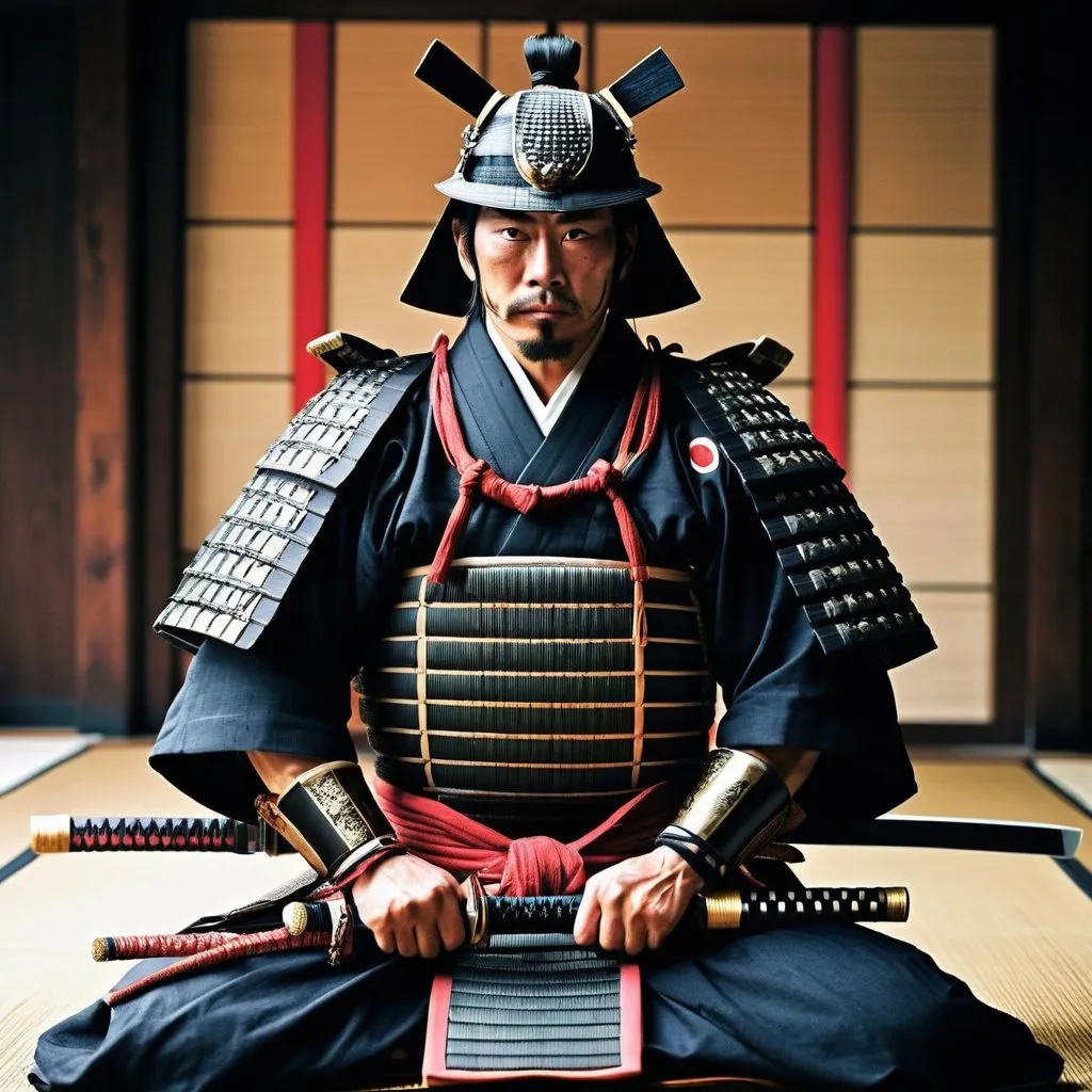 Prompt: "Craft a vivid description of a legendary Japanese samurai warrior, capturing the essence of their honor, skill, and dedication to their code of bushido. Explore their iconic attire, weaponry, and the spirit of discipline and resilience that defines their character. Consider their stoic demeanor amidst the chaos of battle, their unwavering loyalty to their lord, and the profound respect they command on and off the battlefield. Dive into the rich tapestry of Japanese culture and history, weaving in elements of tradition, philosophy, and the indomitable spirit of the samurai warrior.Honorable warrior
Skilled swordsman
Bushido code
Fearless fighter
Samurai armor
Masterful katana
Disciplined demeanor
Battle-hardened
Unyielding resolve
Respected leader