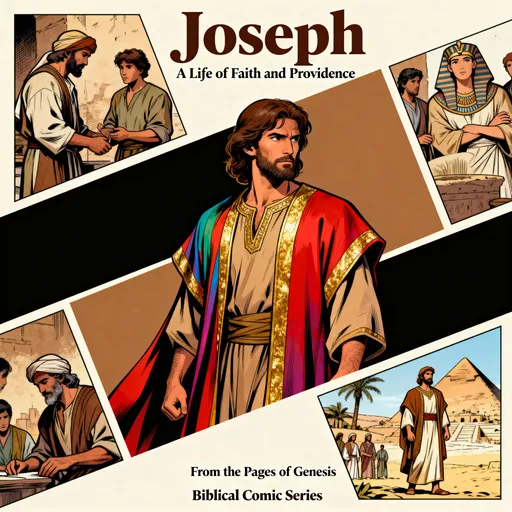 Prompt: a comic book cover for the life of Joseph from Genesis in the Bible.
