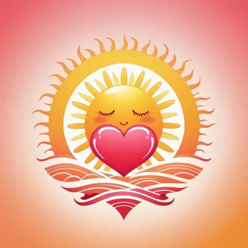 Prompt: Logo of a summer love with a heart and a sun