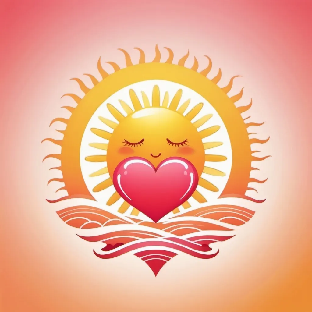 Prompt: Logo of a summer love with a heart and a sun