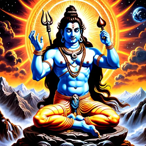 Prompt: Lord Shiva destroying universe