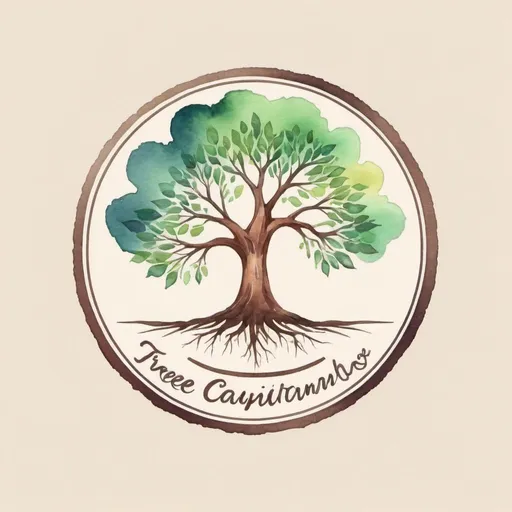 Prompt: uplifting tree watercolor style logo