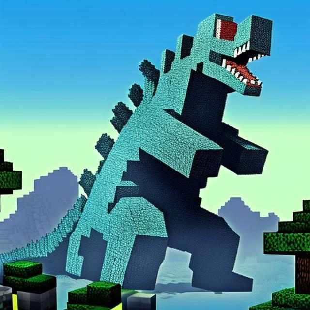 Prompt: minecraft godzilla