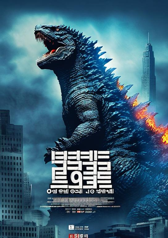 Prompt: epic Godzilla movie poster in Korean language