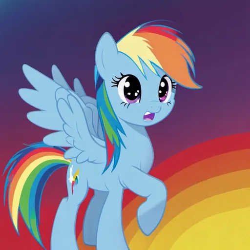 Prompt: movie poster of rainbow dash from my little pony titled rainbow dash