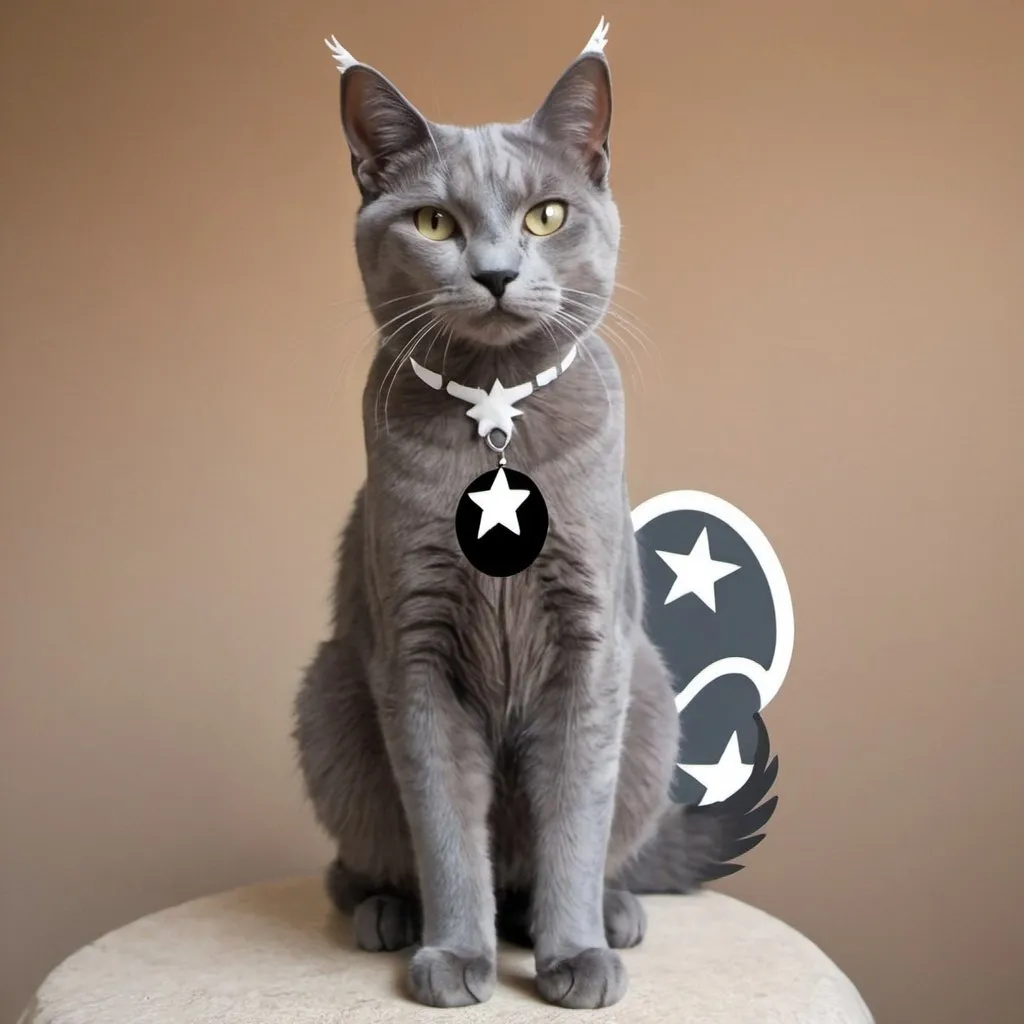 Prompt: gray warrior cat with a white star on he forehead