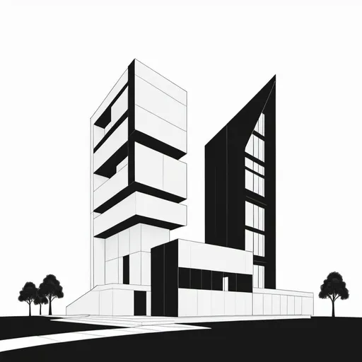 Prompt: generate a simple architecture  illustration black on white background 
