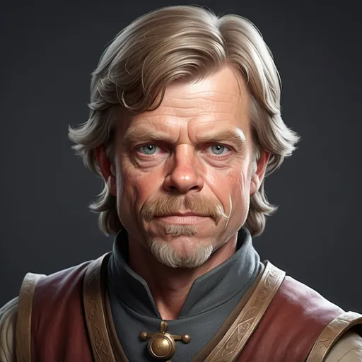 Prompt: rpg portrait medieval trader who looks like a younger william macy without a beard