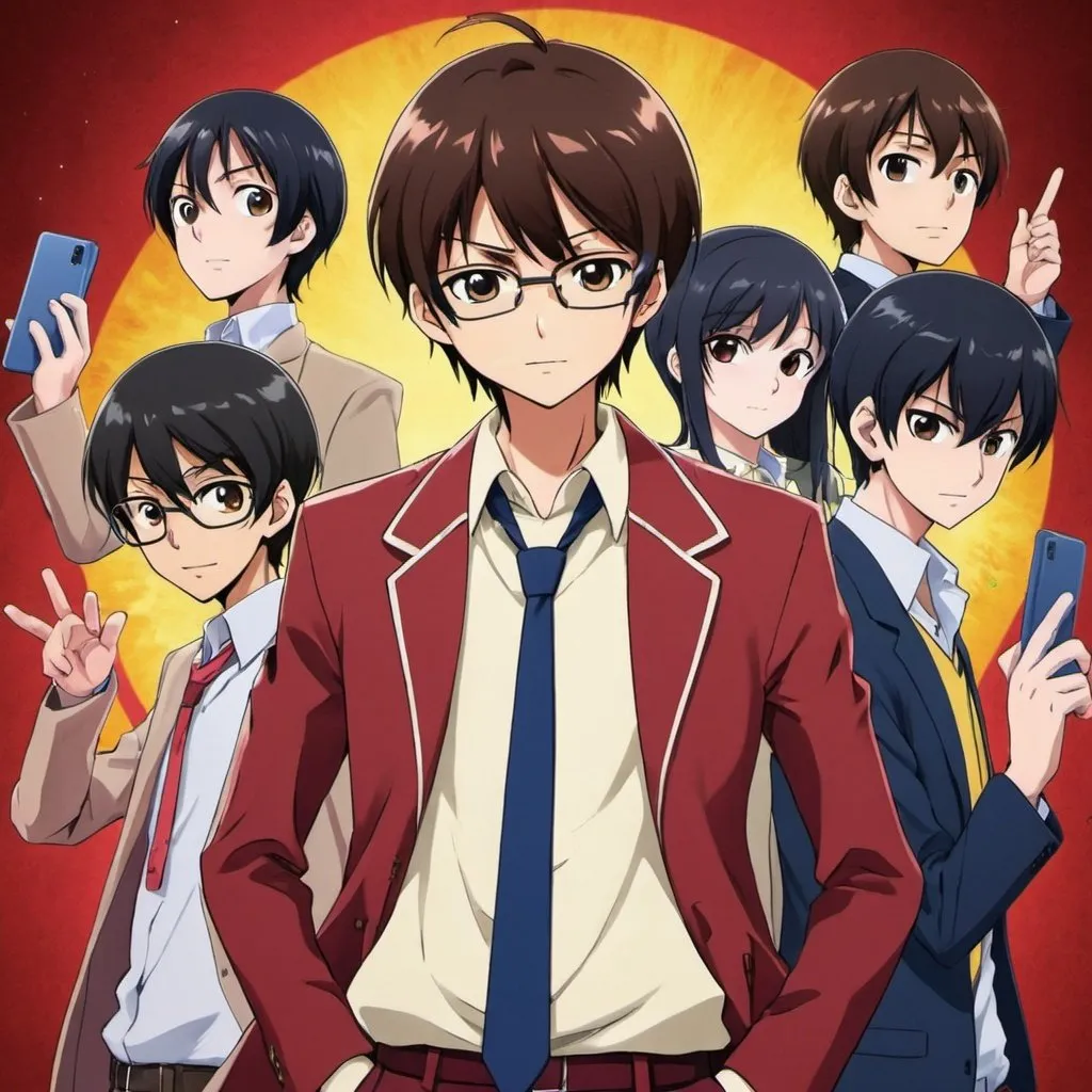 Prompt: Make a cool wallpaper of characters  Keima Katsuragi from Anime The world only god knows for Poco f3 Mobile & add Hamza name at centre of the wallpaper