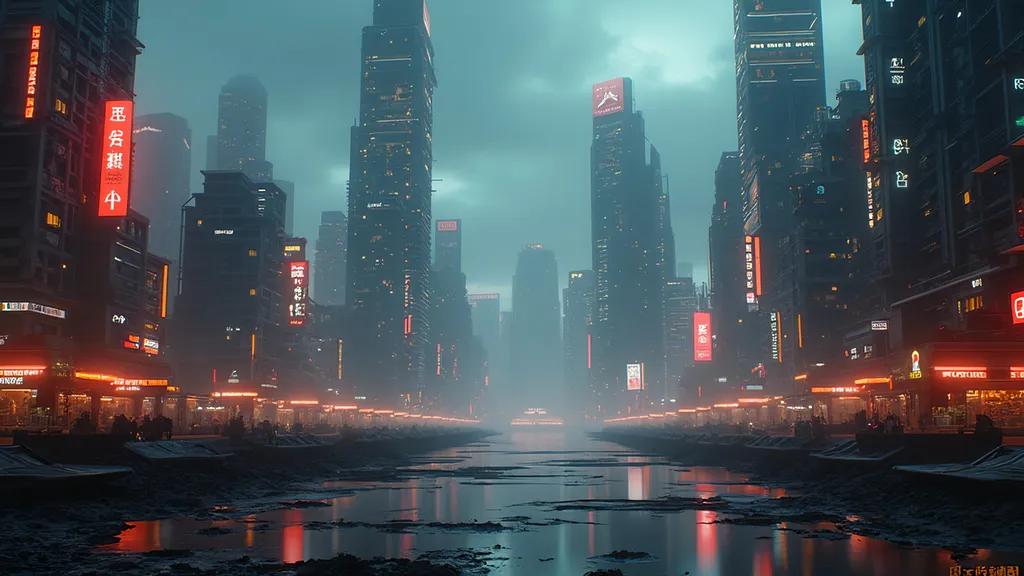 Prompt: cyberpunk city landscape