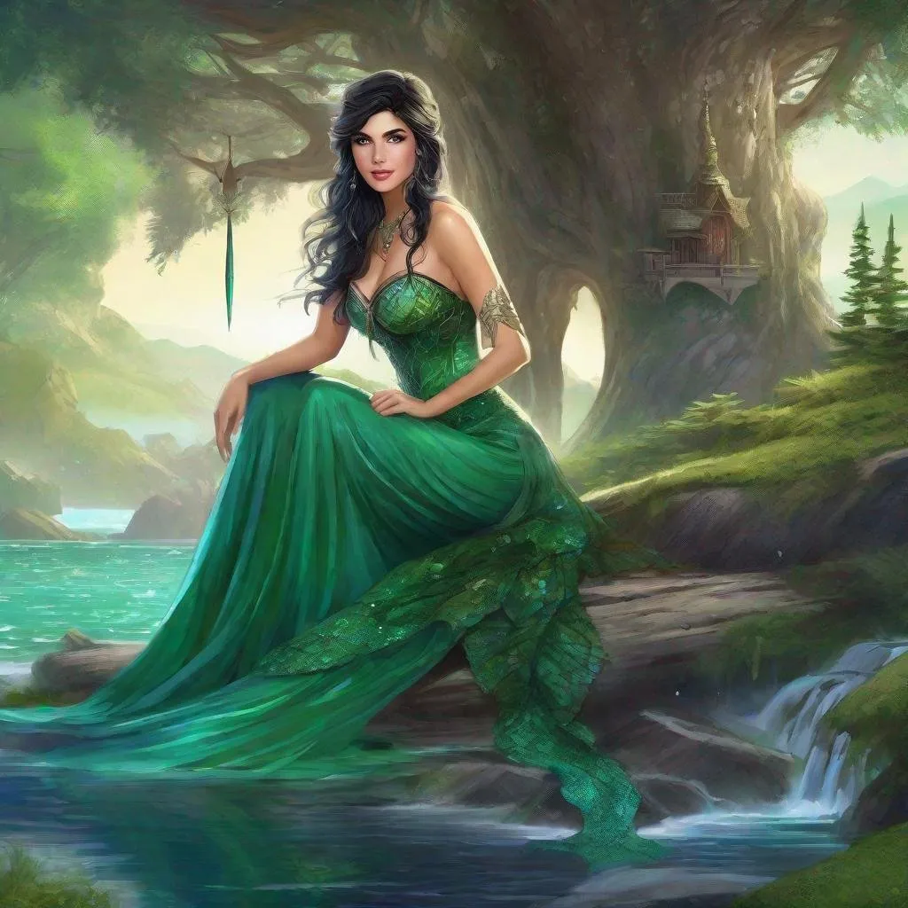 Fantasy Book Cover A Buxom Black Haired Mermaid Pr