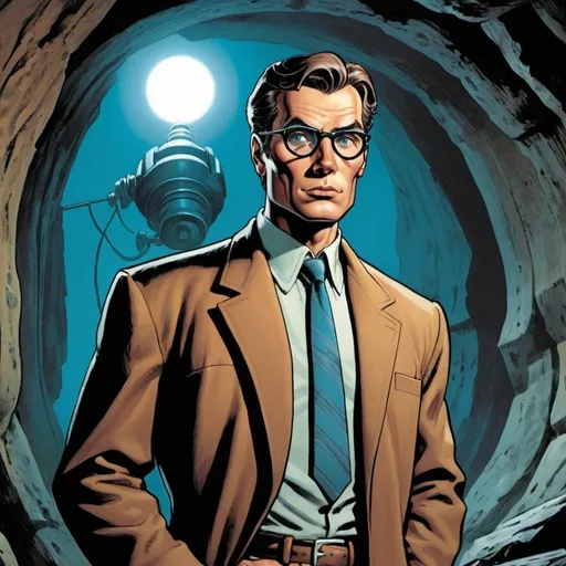 Prompt: Comic book depiction of detective Elijah Baley from Isaac Asimov’s novel “the caves of steel”