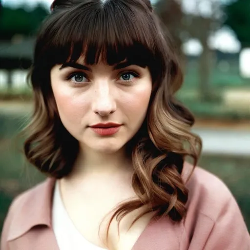 Prompt: analog portrait photograph of a feminine ukrainian woman, short chestnut wav ypixie hair, hooked aquiline nose, dark room, Porta 160 color, shot on fujifilm, by kyunginc