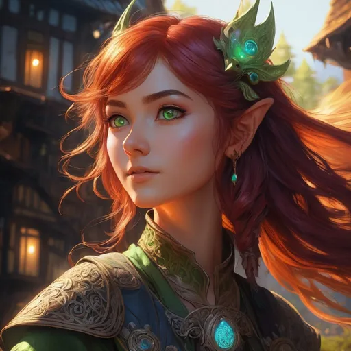 Prompt: ink painting, D&D fantasy, cute young ((green-skinned-goblin girl)), green-skinned-female, short petite body slender, beautiful, ((beautiful detailed face and large anime eyes)) long wavy fiery red hair, smiling, pointed ears, looking at the viewer, cleric wearing intricate adventurer outfit, intricate hyper detailed hair, intricate hyper detailed eyelashes, intricate hyper detailed shining pupils #3238, UHD, hd , 8k eyes, detailed face, big anime dreamy eyes, 8k eyes, intricate details, insanely detailed, masterpiece, cinematic lighting, 8k, complementary colors, golden ratio, octane render, volumetric lighting, unreal 5, artwork, concept art, cover, top model, light on hair colorful glamourous hyperdetailed, intricate hyperdetailed breathtaking colorful glamorous scenic view landscape, ultra-fine details, hyper-focused, deep colors, dramatic lighting, ambient lighting god rays, | by sakimi chan, artgerm, wlop, pixiv, tumblr, instagram, deviantart