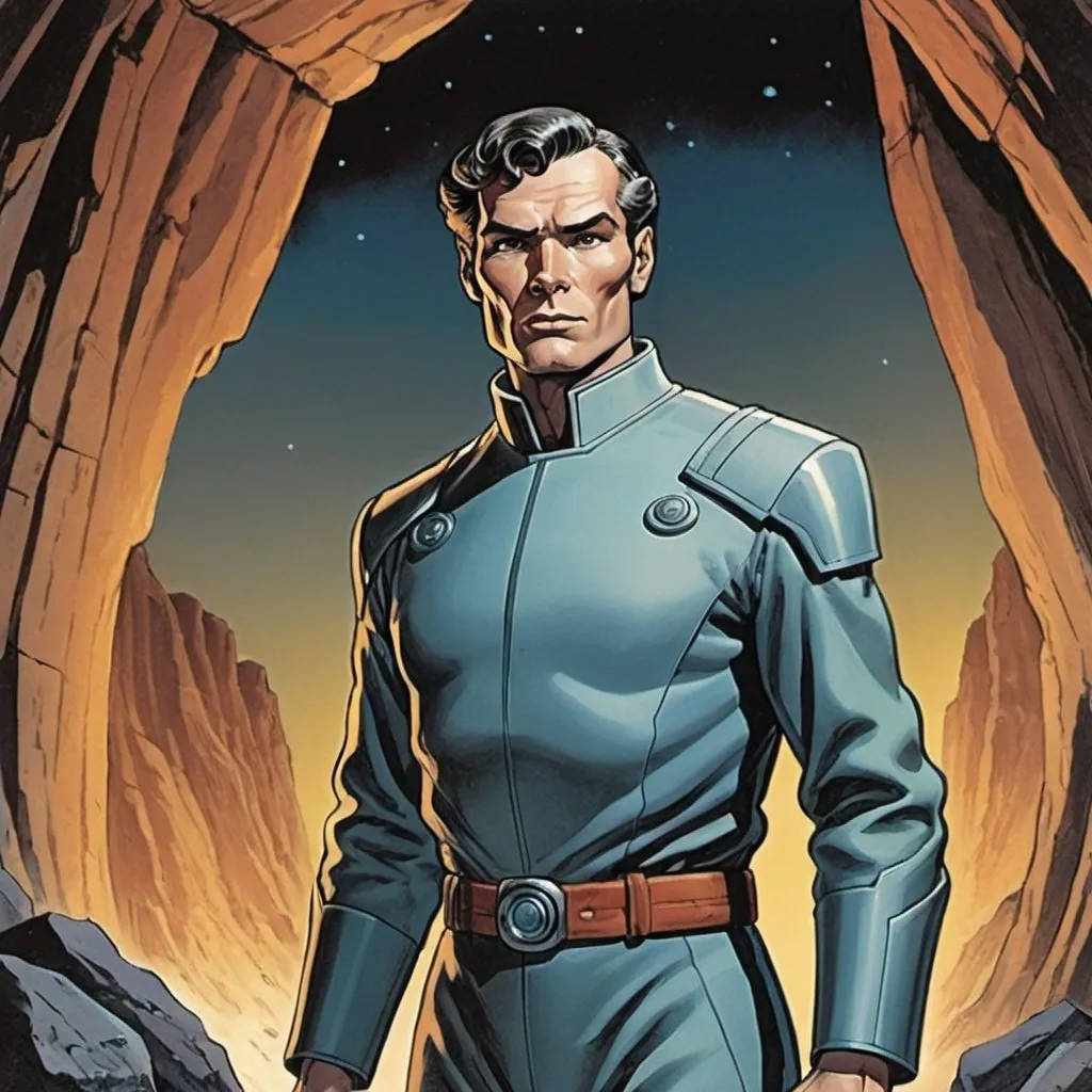 Prompt: Comic book depiction of Elijah Baley from Isaac Asimov’s novel “the caves of steel”