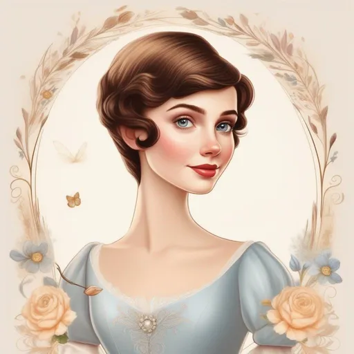 Prompt: Please create an Disney art of a short haired man in style of a drawing using aspects of lore of a beautiful young woman with very short brown pixie hair as Cinderella