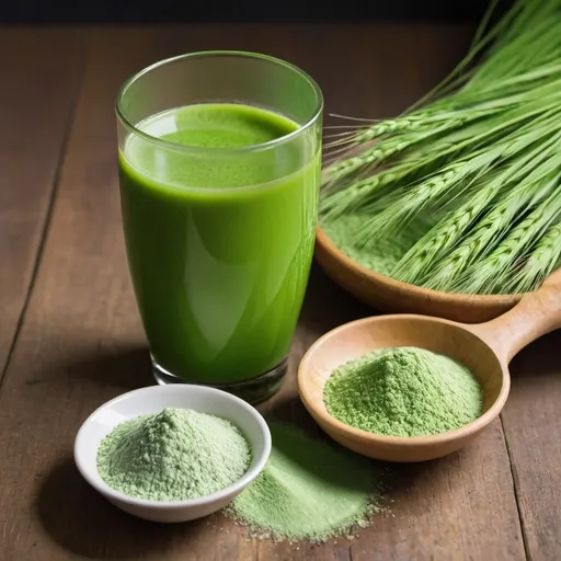 Prompt: fresh Barley Juice and green 
barley powder 





