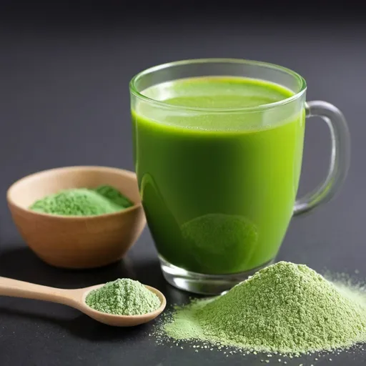 Prompt: fresh Barley Juice and green 
barley powder 





