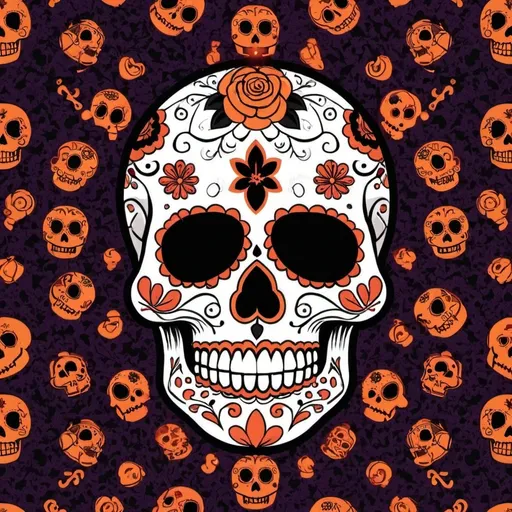 Prompt: 2 color halloween sugar skull