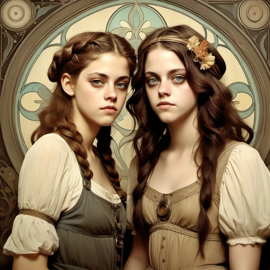 Prompt: Kaya Scodelario and Kristen Stewart as teenagers.