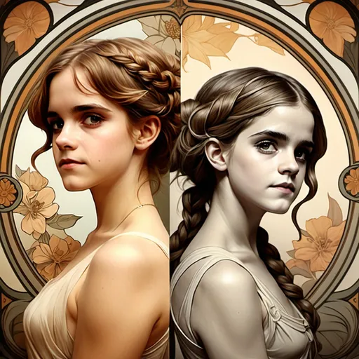 Prompt: Emma Watson, female, and a male version of Emma Watson.