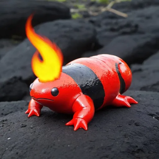 Prompt: A fire pokeman lava slug

