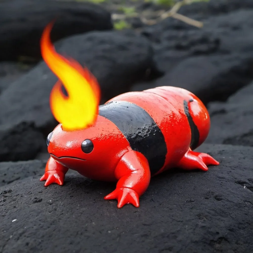 Prompt: A fire pokeman lava slug

