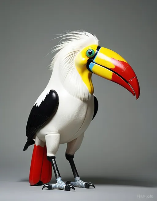 Prompt: Hybrid toucan + a white horse