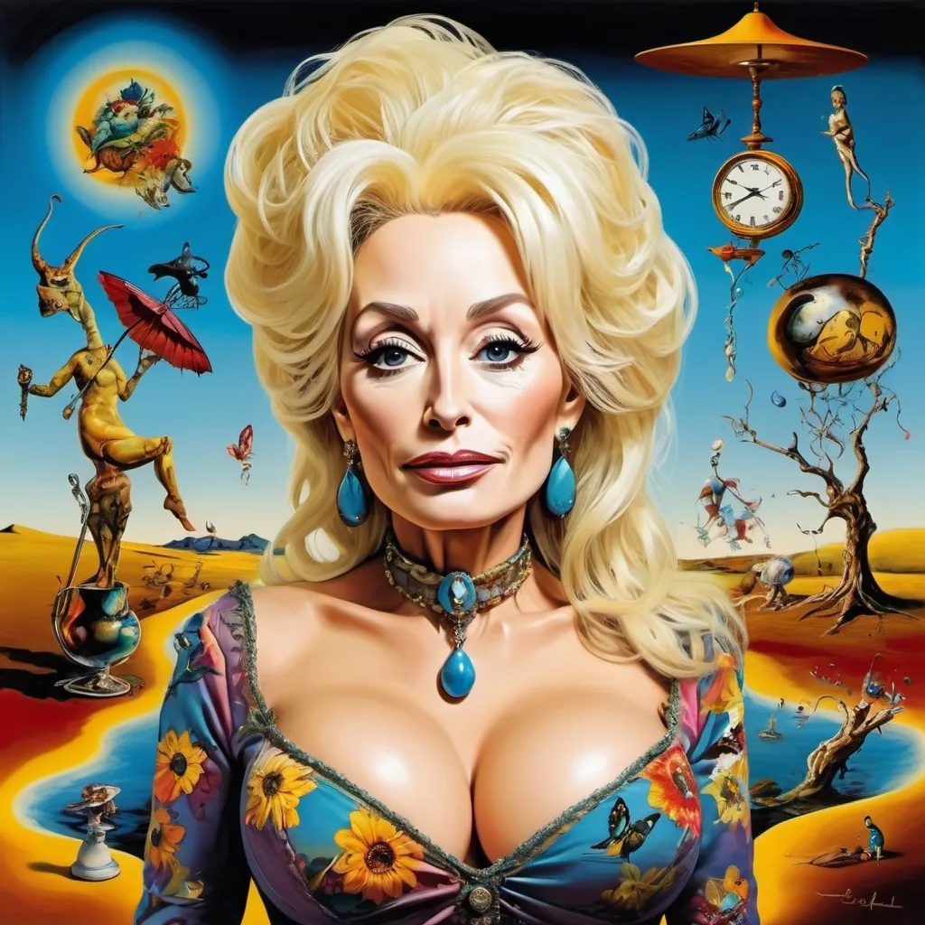 Prompt: dolly parton in the style of salvador dali