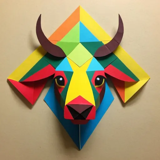 Prompt: make a tamaraw out of triangles, make it symmetrical 