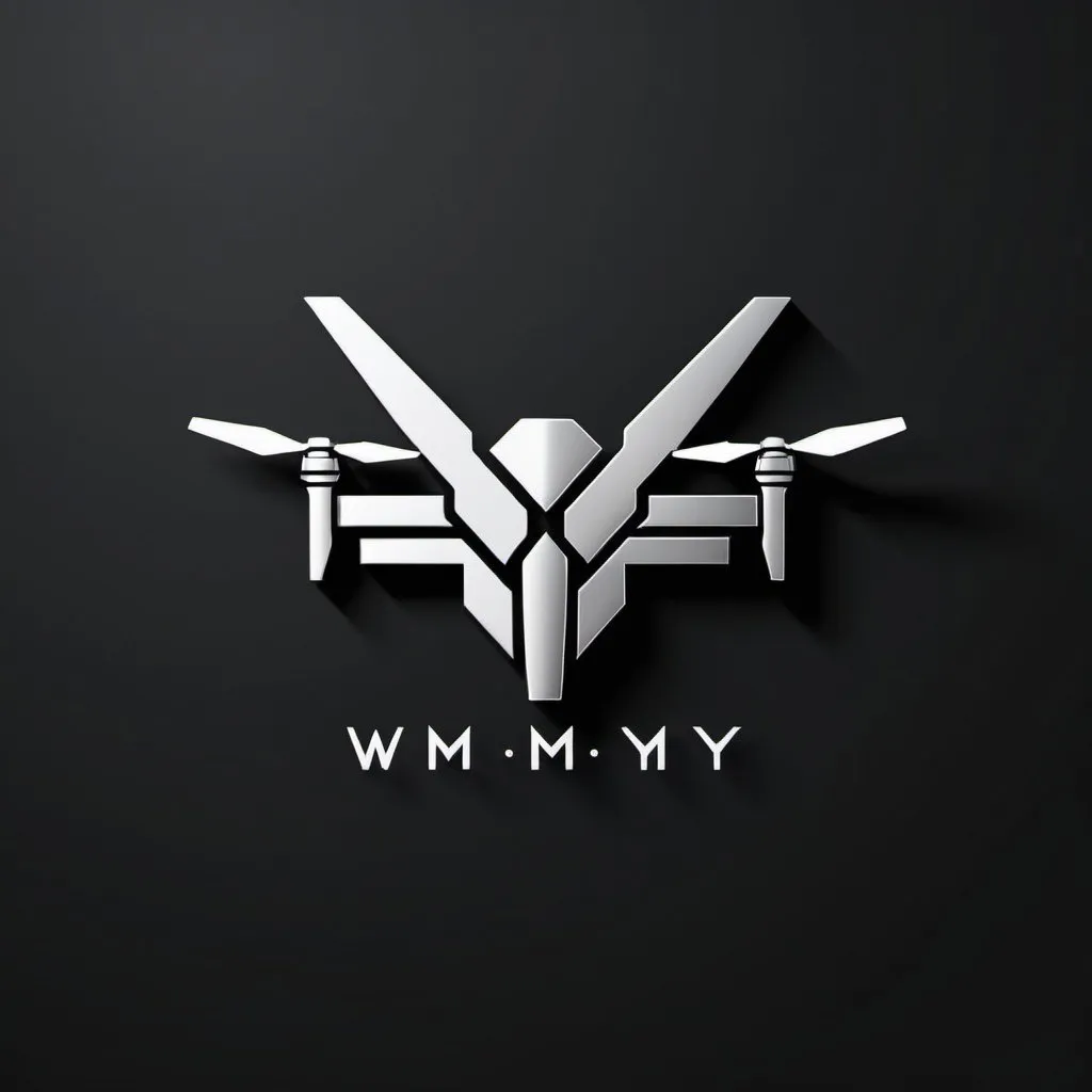 Prompt: Detailed, professional, sleek logo design featuring initials W M Y and a drone, modern digital art, high contrast, minimalistic, metallic finish, sharp lines, futuristic style, precision engineering, cool metallic tones, dynamic composition, highres, ultra-detailed, modern, minimalism, metallic finish, futuristic, sleek design, professional, high contrast, precision engineering