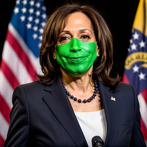 Prompt: Kamala Harris shown as a chameleon