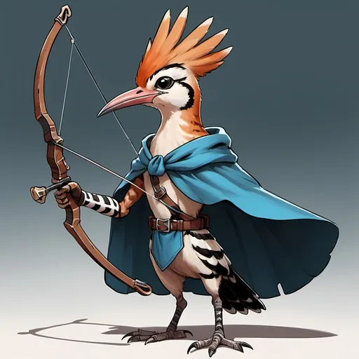 Prompt: Hoopoe wearing a cape wielding a crossbow dnd 