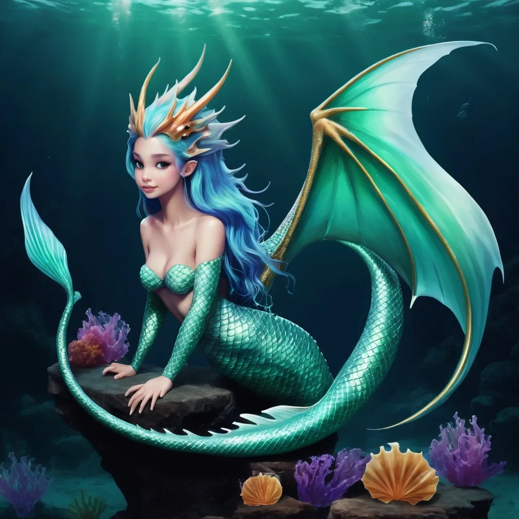 Prompt: A mermaid dragon