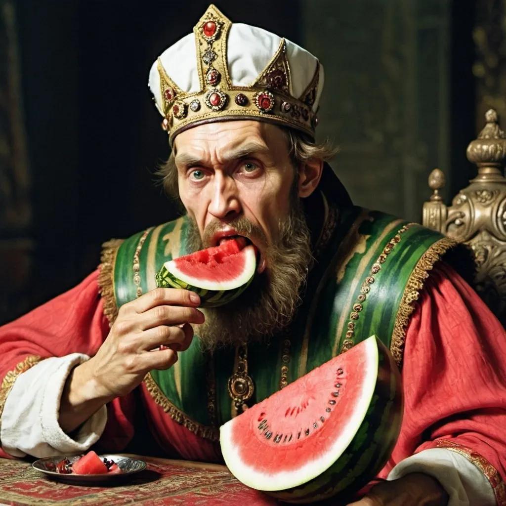 Prompt: Ivan the terrible eating watermelon
