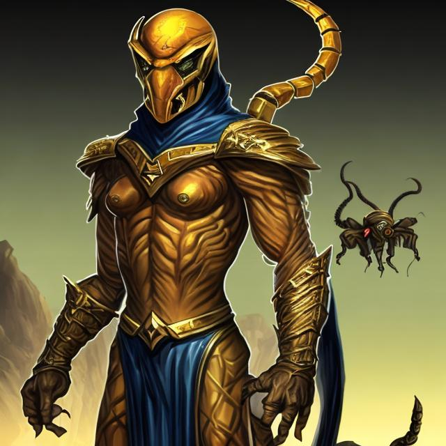 Prompt: a scorpion with human features. full body. heroes of might and magic 3 unit style

