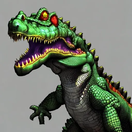 Prompt: crocosaur. heroes of might and magic 3 unit style

