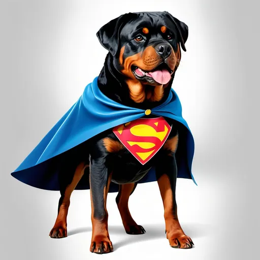 Prompt: Superhero rottweiler with cape