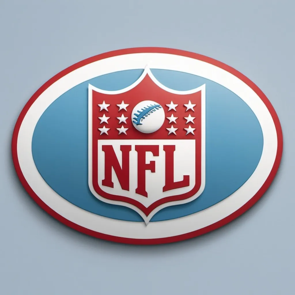 Prompt: light red and light blue and white HB in an oval as an nfl logo
