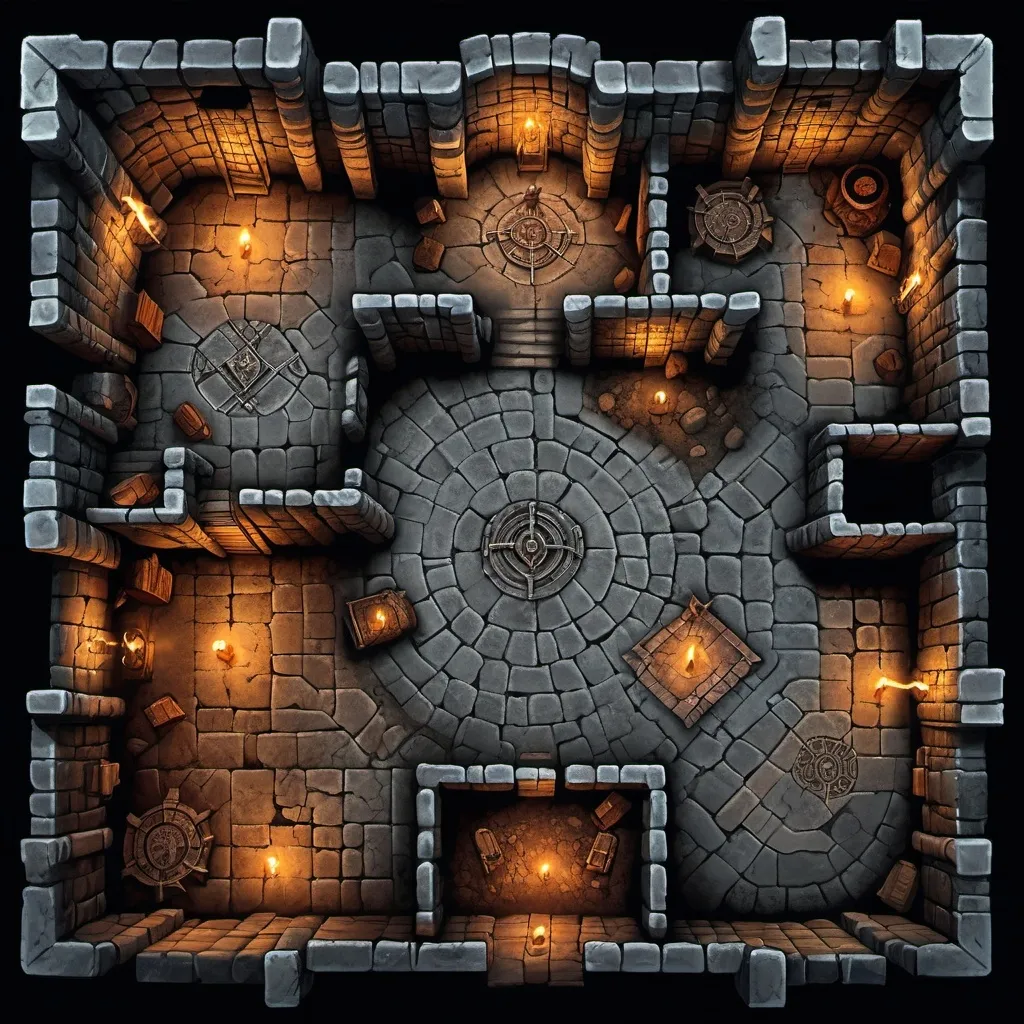 Prompt: map for dungeons and dragons, arena in dungeon