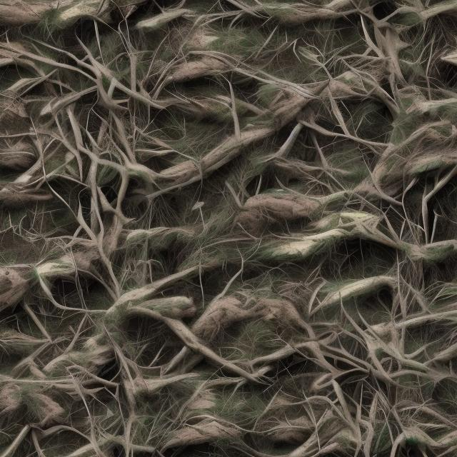 Prompt: camo hunting pattern to blend in with surroundings, hyper realistic, dark colorations, cold weather, uhd, surrealism