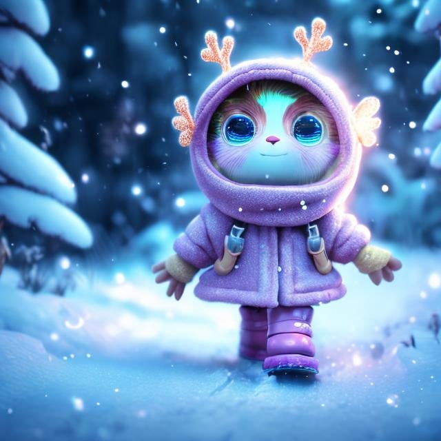 Prompt: whimsical adorable character design 3d octane render, wide shot, chibi extremely cute tiny penguin going on adventure in the snow, beautiful, wintery season, rose gold rain boots, big eyes, award winning, hypermaximalist, octane render, cinematic lighting, detailed --ar 16:9 --s 1000 --chaos 30