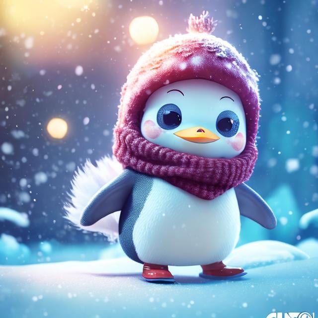 Prompt: whimsical adorable character design 3d octane render, wide shot, chibi extremely cute tiny penguin going on adventure in the snow, beautiful, wintery season, red rain boots, big eyes, award winning, hypermaximalist, octane render, cinematic lighting, detailed --ar 16:9 --s 1000 --chaos 30