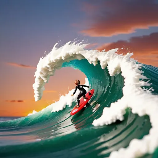 Prompt: Silvia De Sanctis surf logo energy growth is suggesting life, motion, progress, unformed, immortal, speed, sunset
