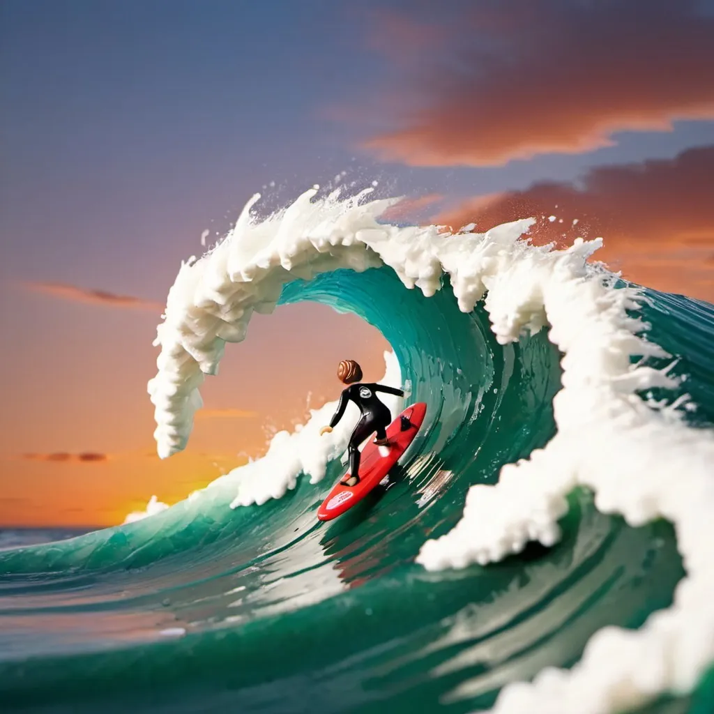 Prompt: Silvia De Sanctis surf logo energy growth is suggesting life, motion, progress, unformed, immortal, speed, sunset
