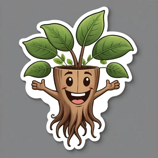Prompt: happy roots of a plant png sticker cartoon
