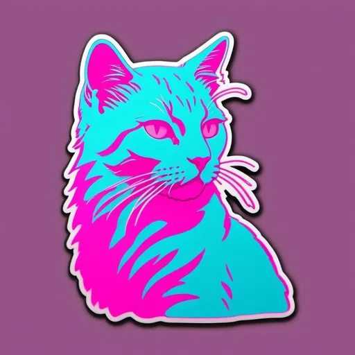 Prompt: cat silhouette in vaporwave style, 1980s logo design, simple and sleek, retro color palette, neon glow, high quality, vaporwave, 1980s, sleek, cat silhouette, retro, simple, neon glow, clean lines, cyan and pink